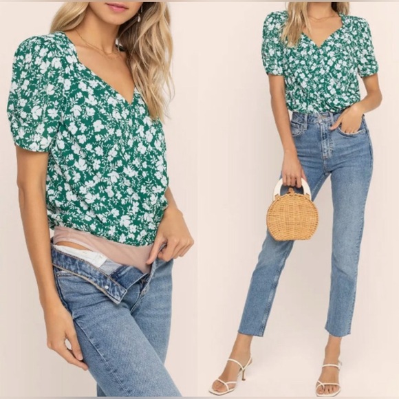 ASTR The Label Floral Wrap Front Surplice Bodysuit - Picture 2 of 16